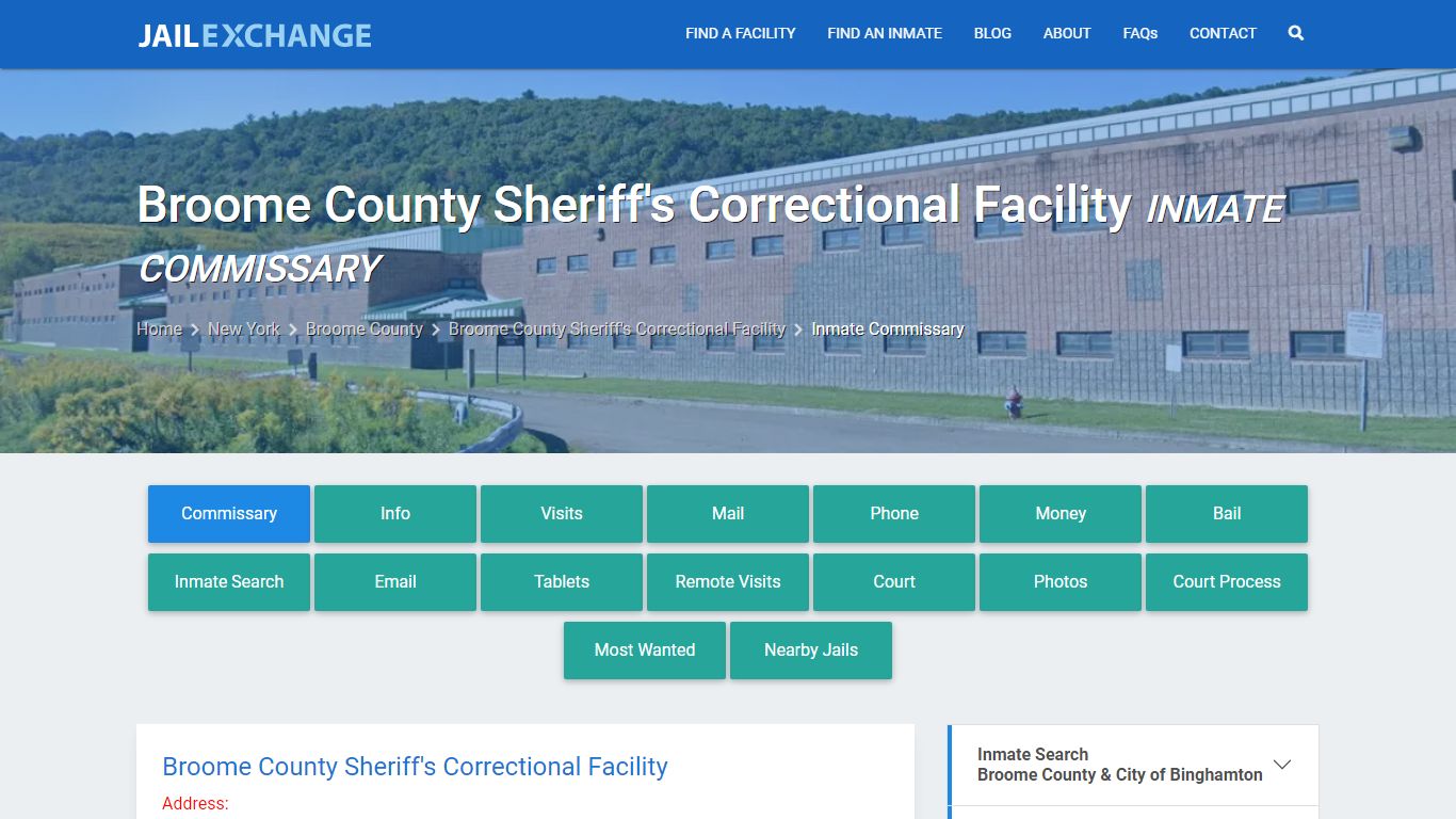 Broome County Sheriff's Correctional Facility Inmate Commissary